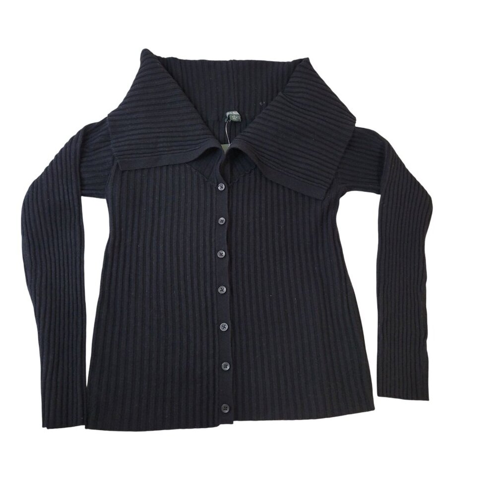 Wild Fable Black Button Down Sweater Shawl Collar Size M